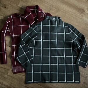 Anne Klein Sweater Gray/white plus FREE Burgundy T-neck sweater Sz Medium